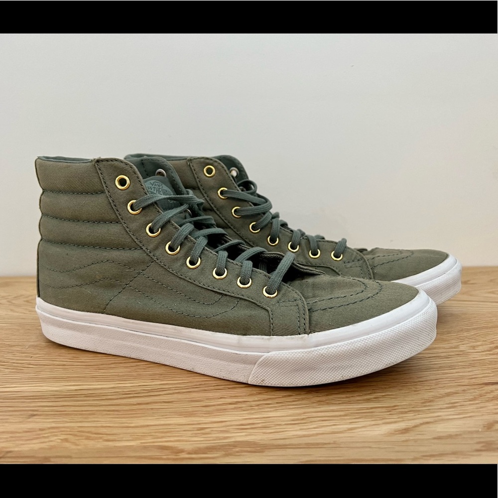 Vans sk8-hi slim shoes in olive green